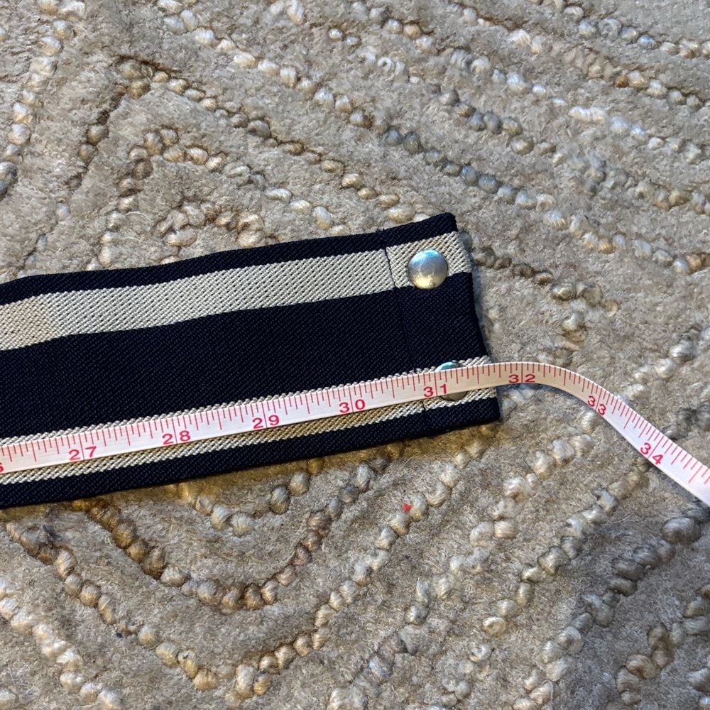 LOFT Navy and White Striped Elastic Statement Belt with Pastel Bead Accent - Picture 2 of 6